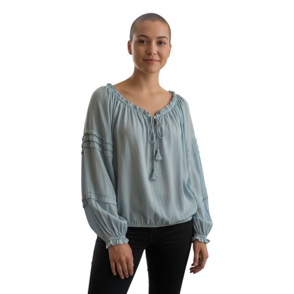 Free People Intimately All Tucks Sage Puff Sleeve Bodysuit Women’s Size M - Picture 1 of 7